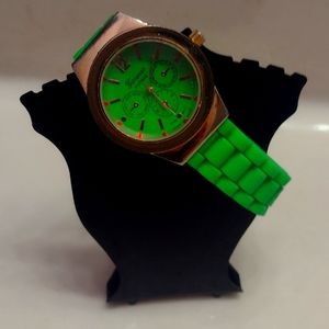 Light Green Geneva Platinum Chronograph-Style Silicone Watch